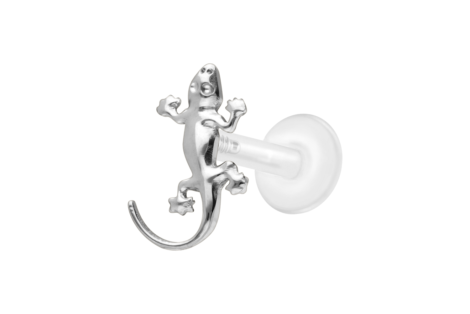 PTFE Labret Piercing mit Innengewinde + Titan-Aufsatz GECKO